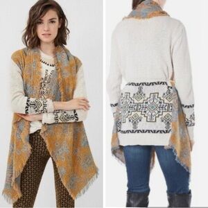 Desigual Jers Aldara Boho Cape Cardigan with Tie Belt Multi Colour  Size XS